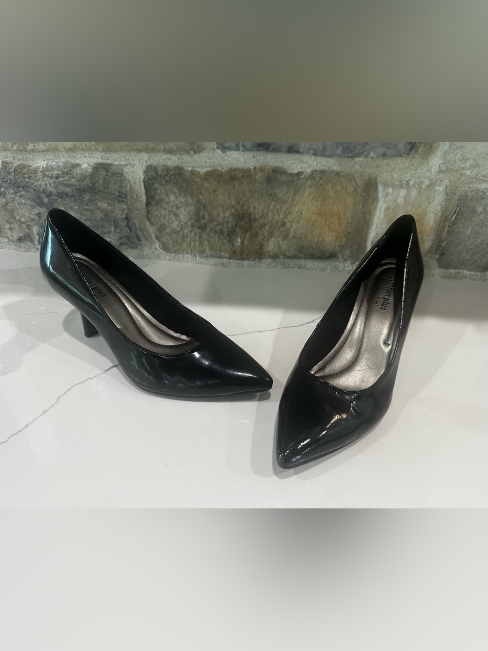 Womans Comfort Plus By Predictions Slip On Stiletto Pumps Heels Size 8W Black
